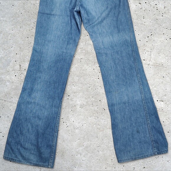 Vintage 70s High Rise Flare Jeans Size 28 Medium Wash Denim Gauchos Brand - Picture 6 of 13